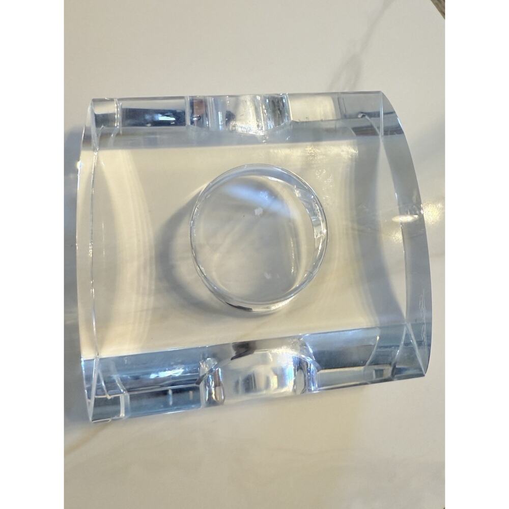 Oleg Cassini Heavy Square Modern Crystal Votive candle holder Signed 4x4 Inches